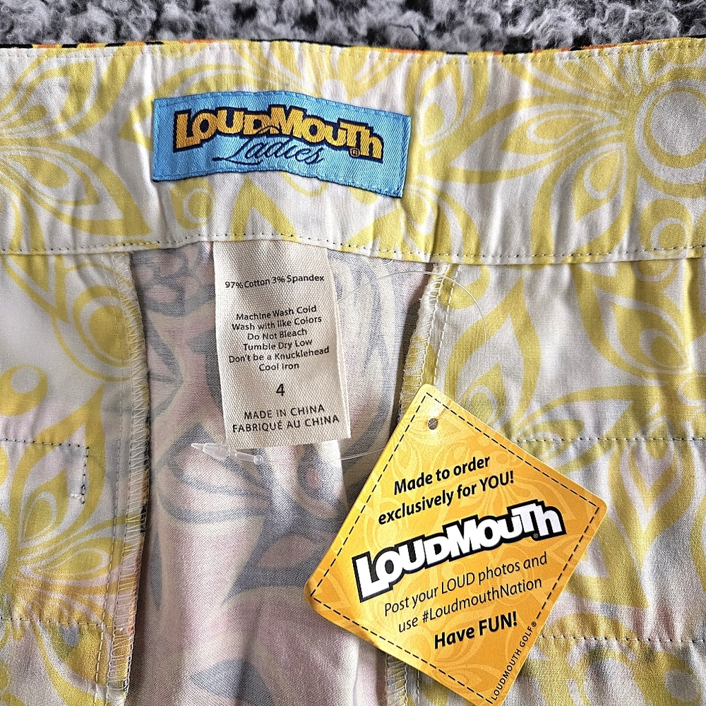 Loudmouth Women's Golf Skirt Sz 4 x 16L XS Yellow Mini Chirp Chirp Stretch Bird - Picture 3 of 12